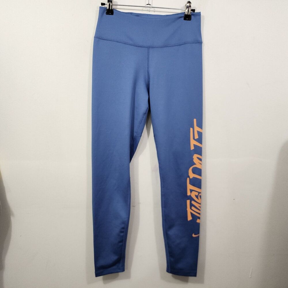 Nike One Dri-Fit Women Performance Leggings Graffiti Print JDI Blue CT5188 MED